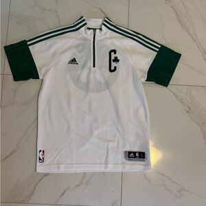 Adidas Celtics 1/4 zip White Practice Tee size Large